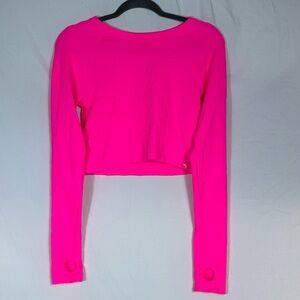 Target Bright Pink Long Sleeve Crop Top | M